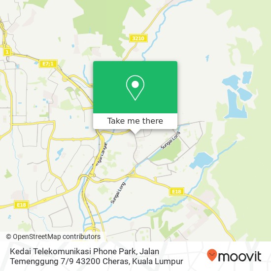 Peta Kedai Telekomunikasi Phone Park, Jalan Temenggung 7 / 9 43200 Cheras