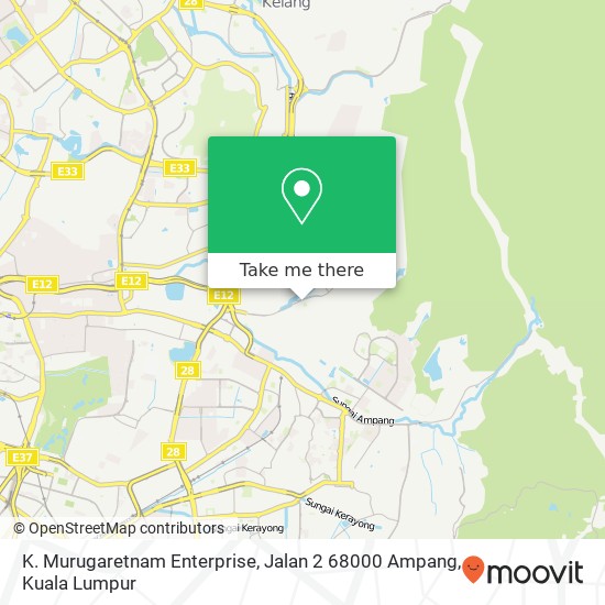 Peta K. Murugaretnam Enterprise, Jalan 2 68000 Ampang