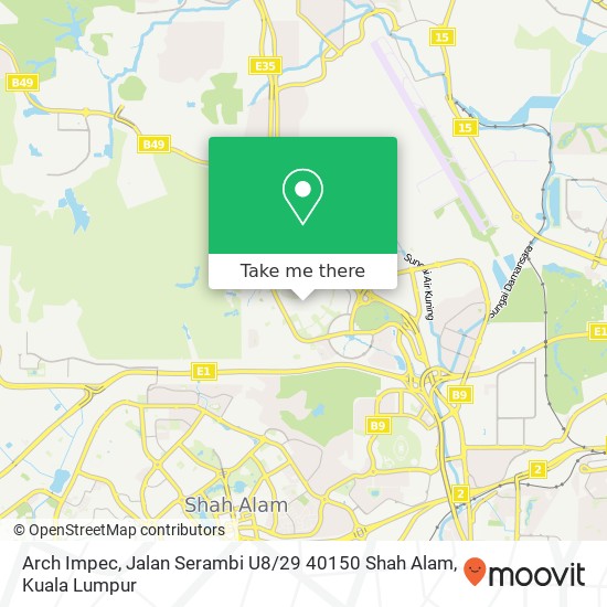 Peta Arch Impec, Jalan Serambi U8 / 29 40150 Shah Alam