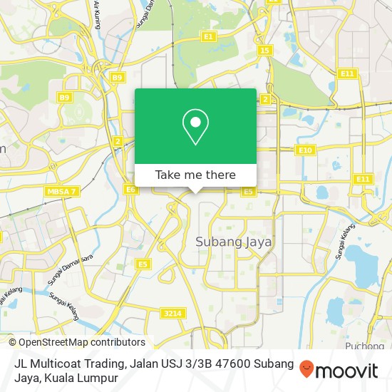 Peta JL Multicoat Trading, Jalan USJ 3 / 3B 47600 Subang Jaya