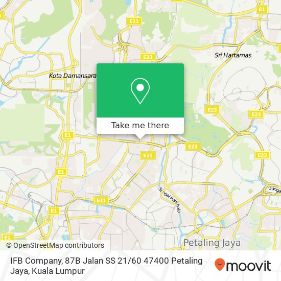 Peta IFB Company, 87B Jalan SS 21 / 60 47400 Petaling Jaya