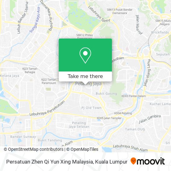 Peta Persatuan Zhen Qi Yun Xing Malaysia