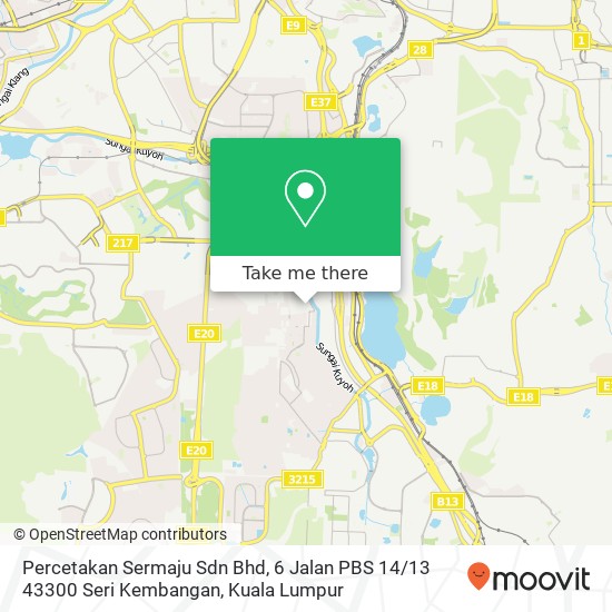 Peta Percetakan Sermaju Sdn Bhd, 6 Jalan PBS 14 / 13 43300 Seri Kembangan