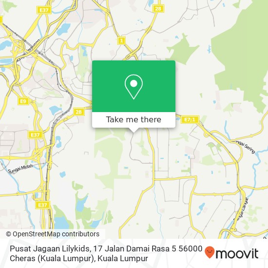 Pusat Jagaan Lilykids, 17 Jalan Damai Rasa 5 56000 Cheras (Kuala Lumpur) map