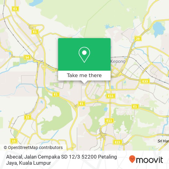 Abecal, Jalan Cempaka SD 12 / 3 52200 Petaling Jaya map