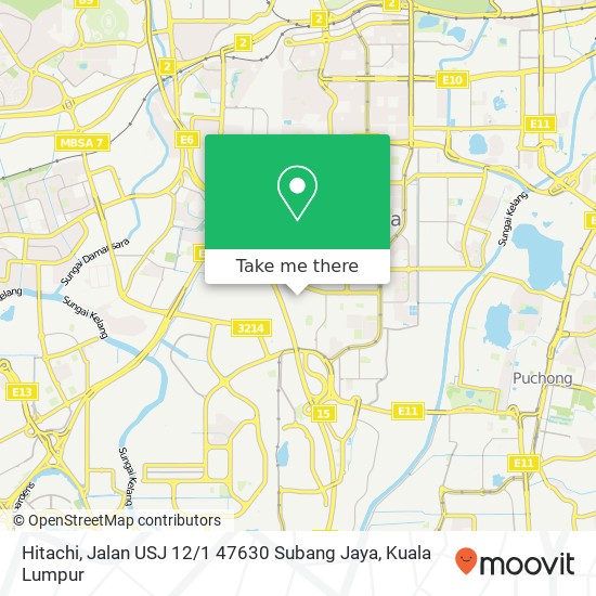 Peta Hitachi, Jalan USJ 12 / 1 47630 Subang Jaya
