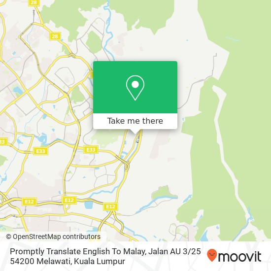 Promptly Translate English To Malay, Jalan AU 3 / 25 54200 Melawati map