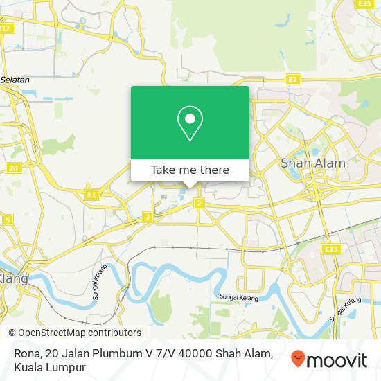 Peta Rona, 20 Jalan Plumbum V 7 / V 40000 Shah Alam