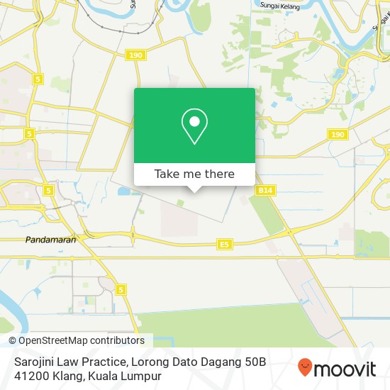 Peta Sarojini Law Practice, Lorong Dato Dagang 50B 41200 Klang
