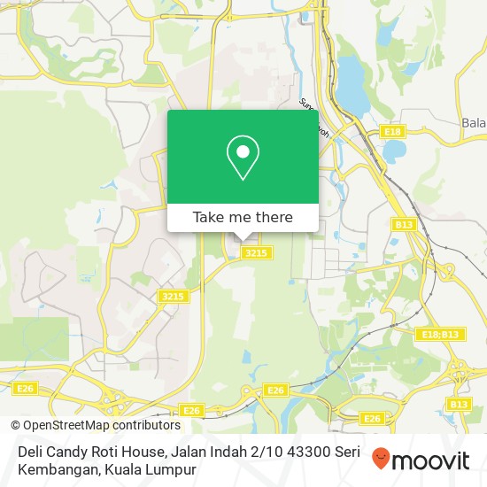 Peta Deli Candy Roti House, Jalan Indah 2 / 10 43300 Seri Kembangan