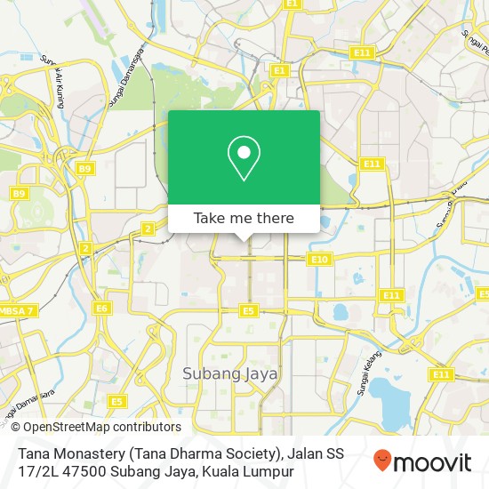 Tana Monastery (Tana Dharma Society), Jalan SS 17 / 2L 47500 Subang Jaya map