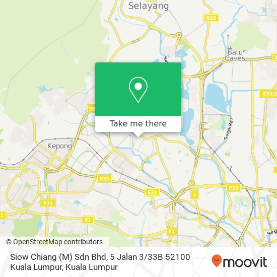 Peta Siow Chiang (M) Sdn Bhd, 5 Jalan 3 / 33B 52100 Kuala Lumpur