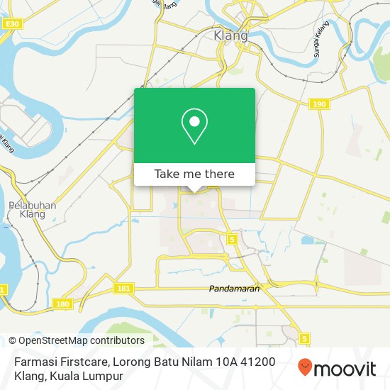 Peta Farmasi Firstcare, Lorong Batu Nilam 10A 41200 Klang