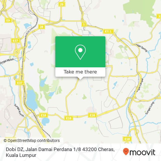 Peta Dobi DZ, Jalan Damai Perdana 1 / 8 43200 Cheras