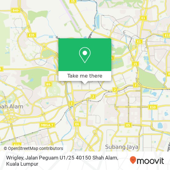 Peta Wrigley, Jalan Peguam U1 / 25 40150 Shah Alam