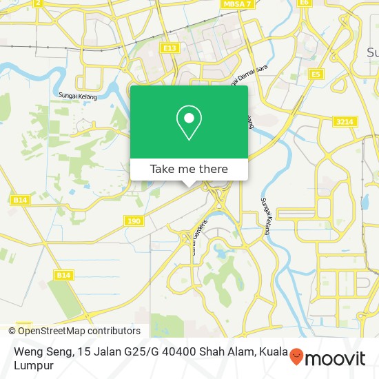 Peta Weng Seng, 15 Jalan G25 / G 40400 Shah Alam