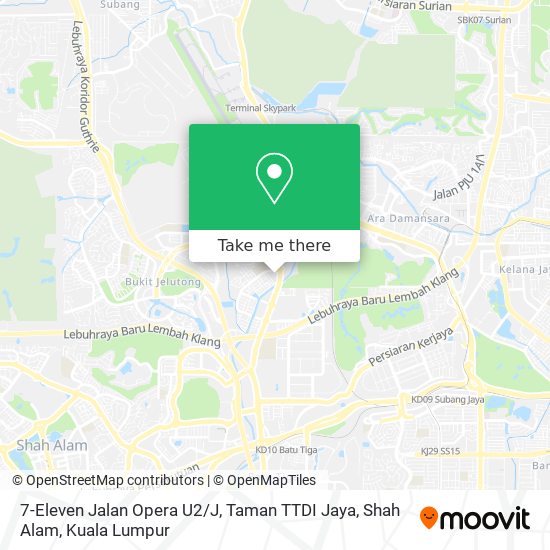 Peta 7-Eleven Jalan Opera U2 / J, Taman TTDI Jaya, Shah Alam