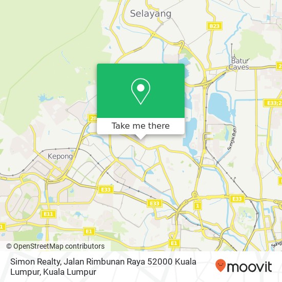 Peta Simon Realty, Jalan Rimbunan Raya 52000 Kuala Lumpur