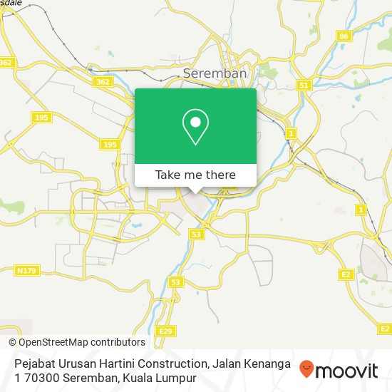 Pejabat Urusan Hartini Construction, Jalan Kenanga 1 70300 Seremban map