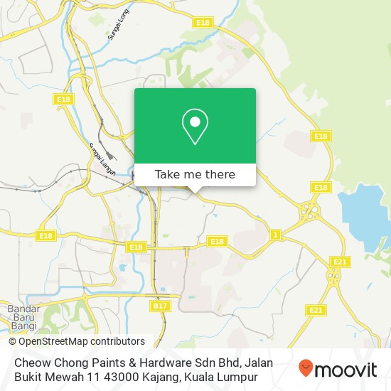 Peta Cheow Chong Paints & Hardware Sdn Bhd, Jalan Bukit Mewah 11 43000 Kajang