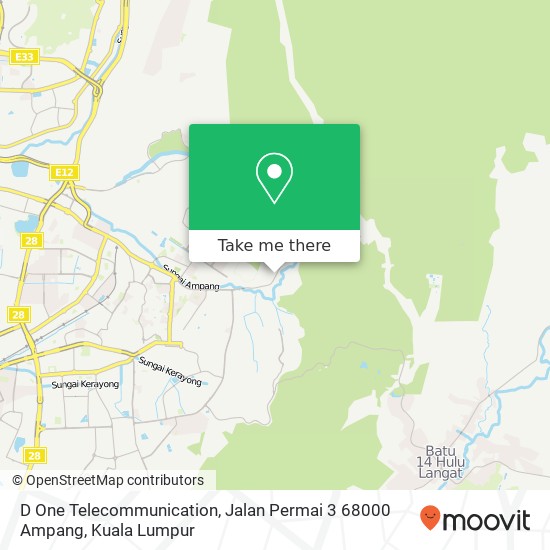 Peta D One Telecommunication, Jalan Permai 3 68000 Ampang