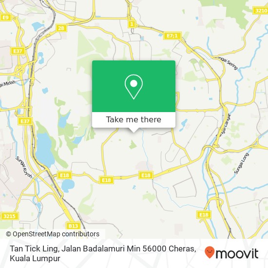 Peta Tan Tick Ling, Jalan Badalamuri Min 56000 Cheras