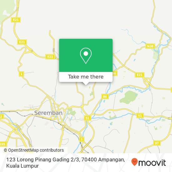 123 Lorong Pinang Gading 2 / 3, 70400 Ampangan map