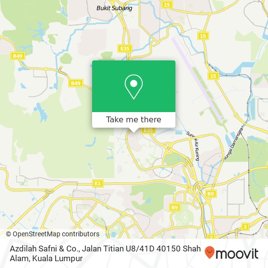 Peta Azdilah Safni & Co., Jalan Titian U8 / 41D 40150 Shah Alam