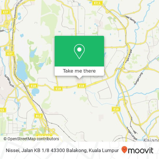 Peta Nissei, Jalan KB 1 / 8 43300 Balakong