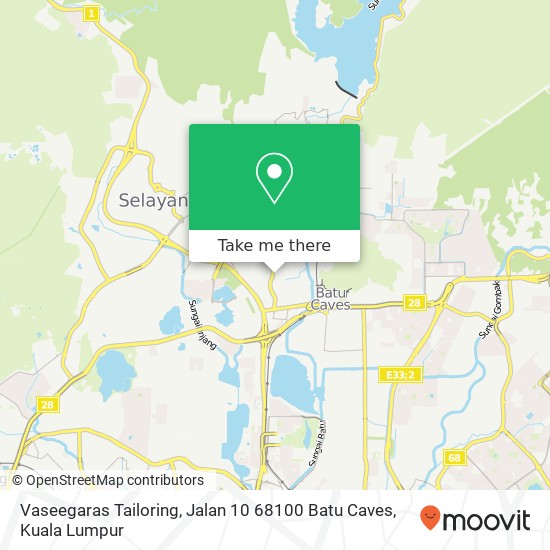 Peta Vaseegaras Tailoring, Jalan 10 68100 Batu Caves