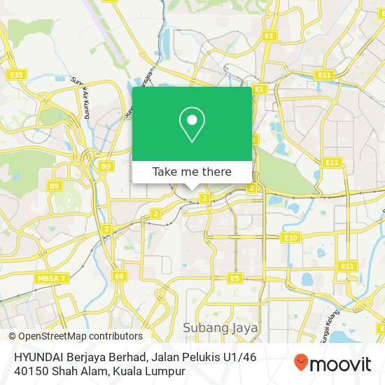 HYUNDAI Berjaya Berhad, Jalan Pelukis U1 / 46 40150 Shah Alam map