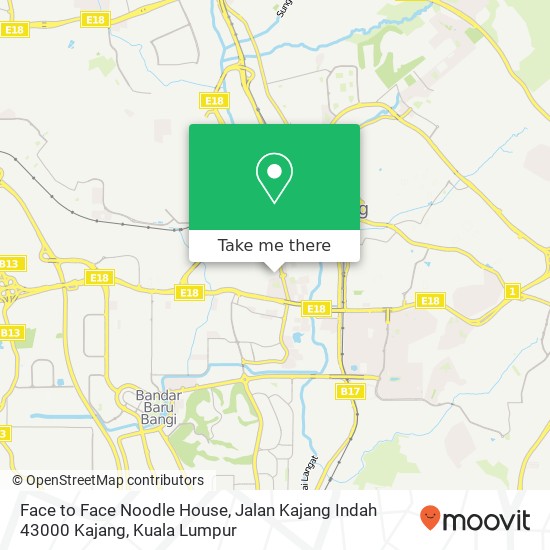 Peta Face to Face Noodle House, Jalan Kajang Indah 43000 Kajang