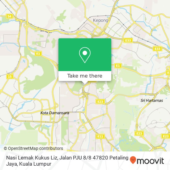 Nasi Lemak Kukus Liz, Jalan PJU 8 / 8 47820 Petaling Jaya map