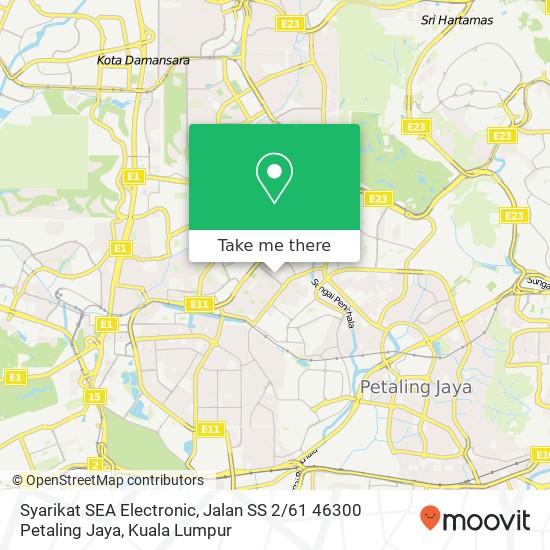 Peta Syarikat SEA Electronic, Jalan SS 2 / 61 46300 Petaling Jaya