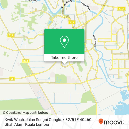 Peta Kwik Wash, Jalan Sungai Congkak 32 / 51E 40460 Shah Alam