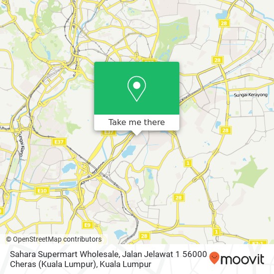 Peta Sahara Supermart Wholesale, Jalan Jelawat 1 56000 Cheras (Kuala Lumpur)