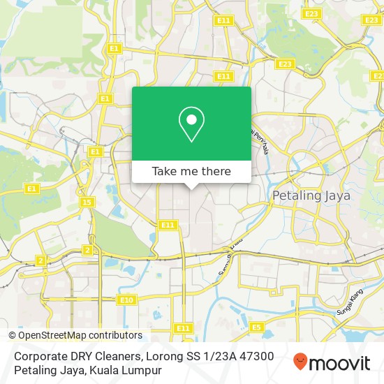 Peta Corporate DRY Cleaners, Lorong SS 1 / 23A 47300 Petaling Jaya