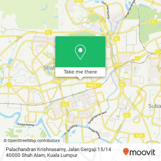 Palachandran Krishnasamy, Jalan Gergaji 15 / 14 40000 Shah Alam map