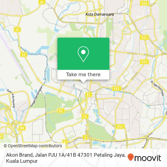 Peta Akon Brand, Jalan PJU 1A / 41B 47301 Petaling Jaya
