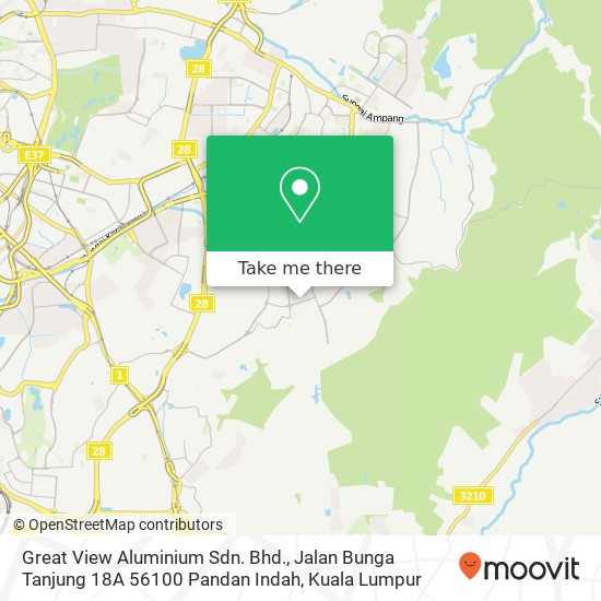 Great View Aluminium Sdn. Bhd., Jalan Bunga Tanjung 18A 56100 Pandan Indah map