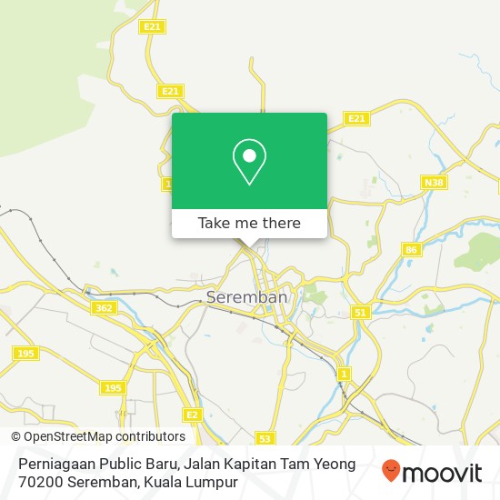 Peta Perniagaan Public Baru, Jalan Kapitan Tam Yeong 70200 Seremban