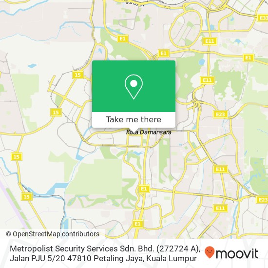 Metropolist Security Services Sdn. Bhd. (272724 A), Jalan PJU 5 / 20 47810 Petaling Jaya map