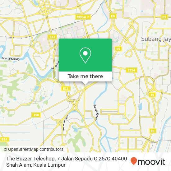 Peta The Buzzer Teleshop, 7 Jalan Sepadu C 25 / C 40400 Shah Alam