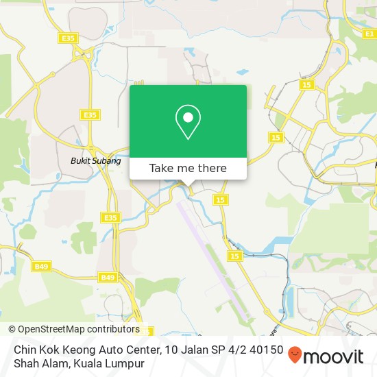 Peta Chin Kok Keong Auto Center, 10 Jalan SP 4 / 2 40150 Shah Alam
