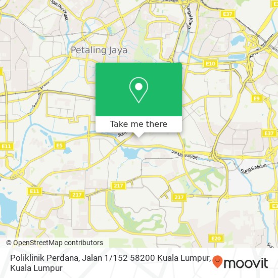 Peta Poliklinik Perdana, Jalan 1 / 152 58200 Kuala Lumpur