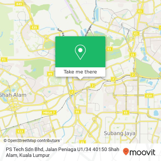 PS Tech Sdn Bhd, Jalan Peniaga U1 / 34 40150 Shah Alam map