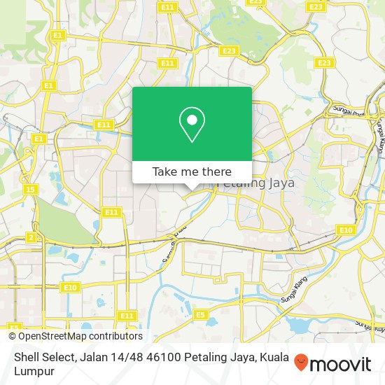 Peta Shell Select, Jalan 14 / 48 46100 Petaling Jaya