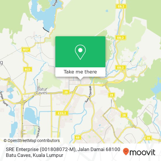 Peta SRE Enterprise (001808072-M), Jalan Damai 68100 Batu Caves