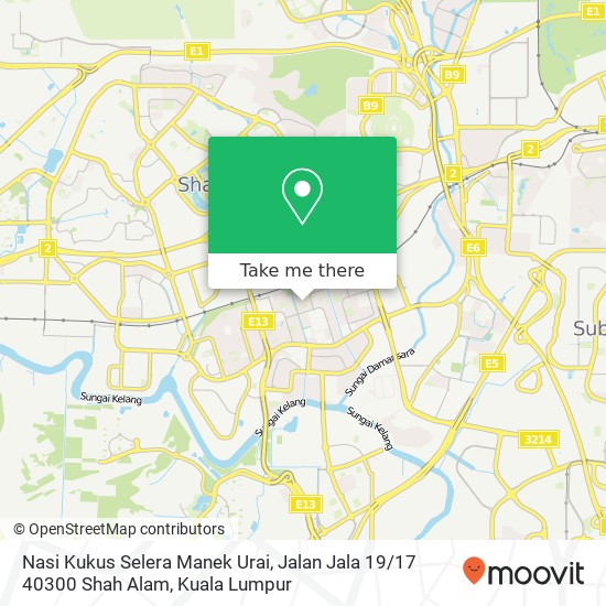 Peta Nasi Kukus Selera Manek Urai, Jalan Jala 19 / 17 40300 Shah Alam