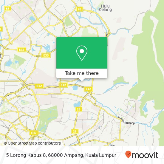 Peta 5 Lorong Kabus 8, 68000 Ampang